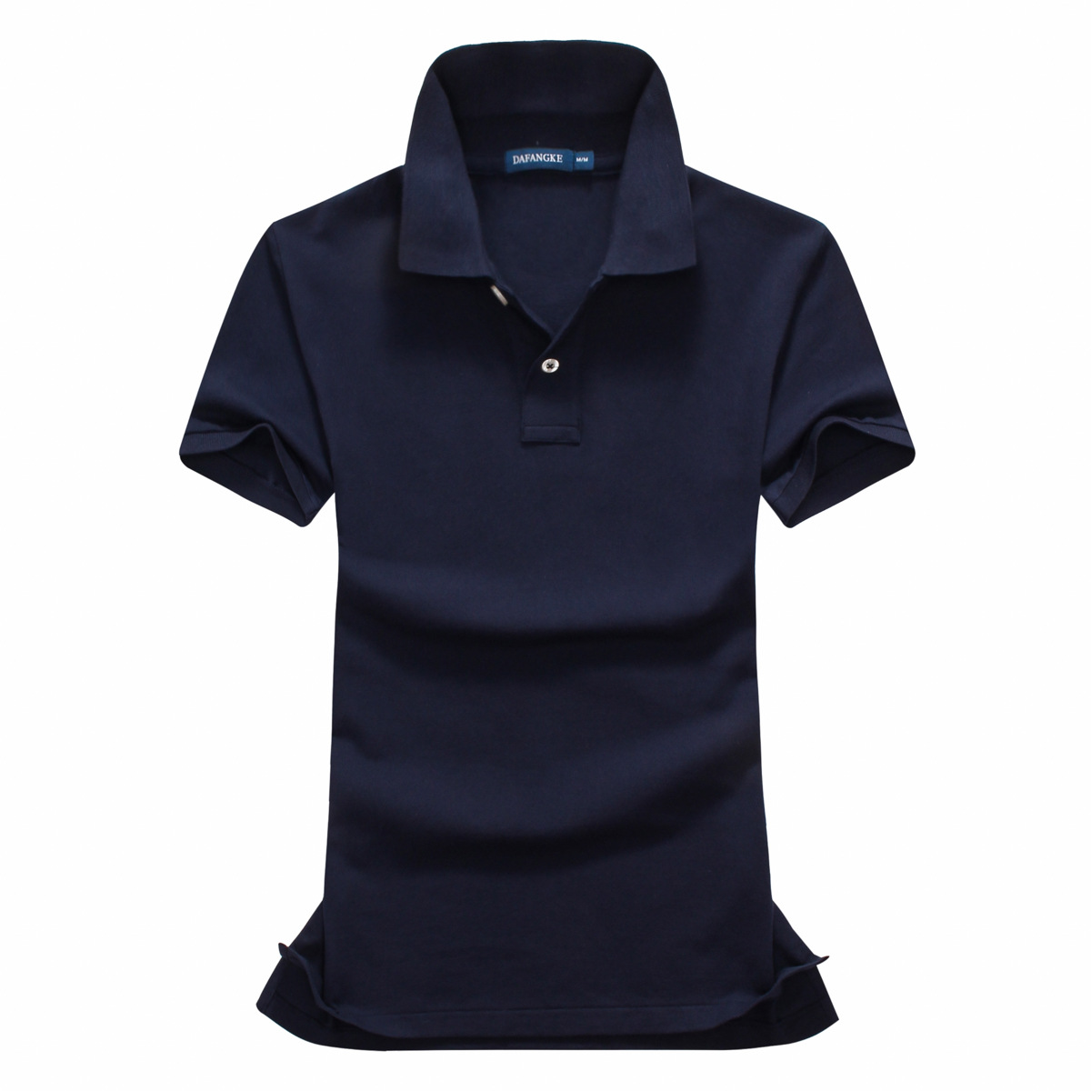 Ladies Micro elastic Cotton Short Sleeve Top Lapel T Shirt Office Embroidered Knit Shirt Navy - Shop at LoveMi