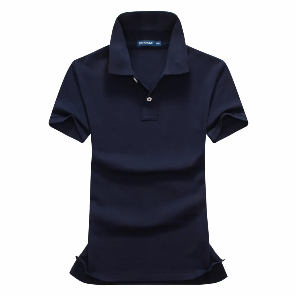 Ladies Micro-elastic Cotton Short Sleeve Top Lapel T-Shirt Office Embroidered Knit Shirt - Navy Blue
