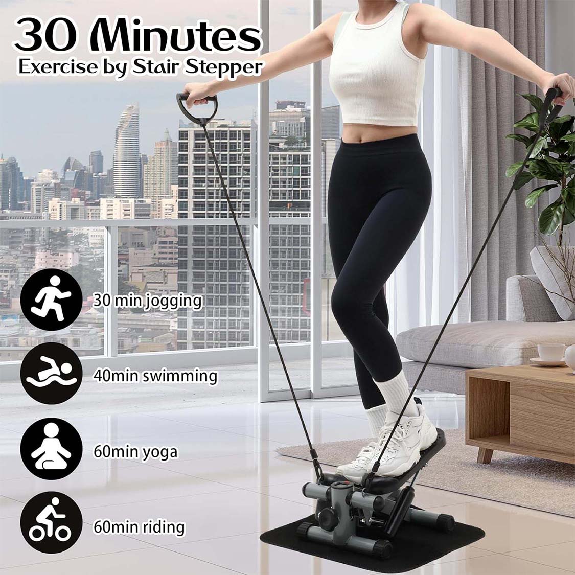 Mini Stair Stepper for Home Exercise Workouts. Through scientific training with the use of mini stepper with resistance bands, you can better, effectively, and scientifically exercise all muscle groups in your body, BURN FAT, shape your body, effectively 