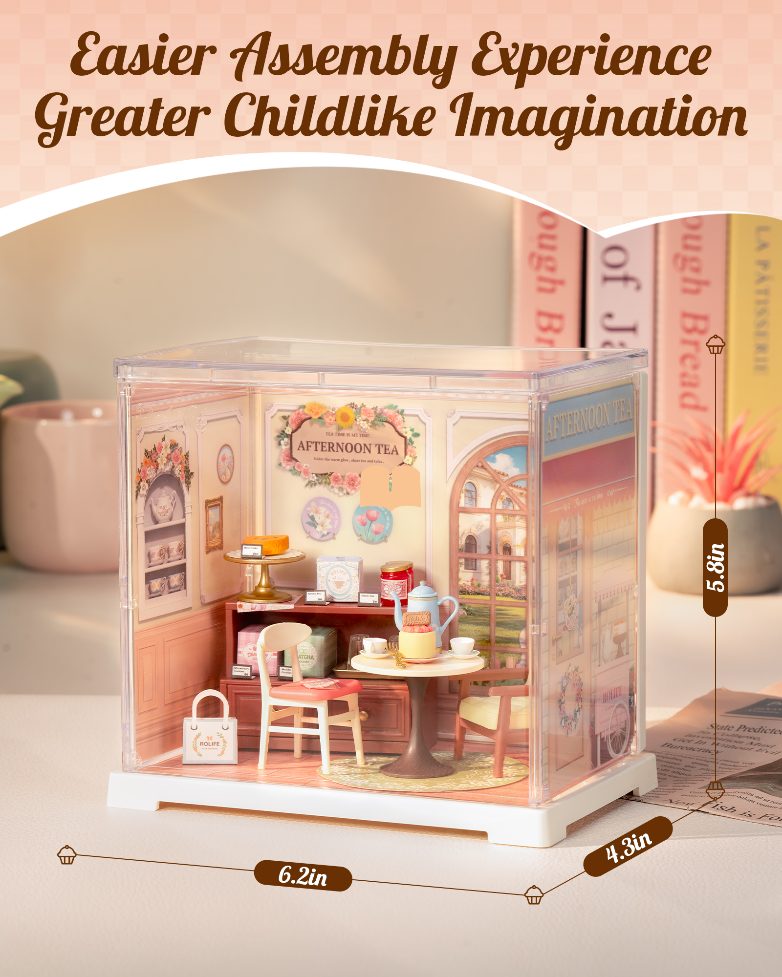 Rolife Super Creative DIY Plastic Mini House Set - 3D Puzzle With Dust Cover, Compatible With Mini Figures, Multiple Themes Available, Home Decor, Teen And Adult Gift