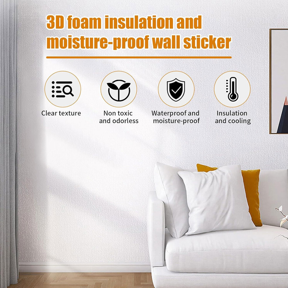 10M Thicken Self Adhesive Thermal Insulation Wallpaper Linen Plain Wall Sticker — image 10