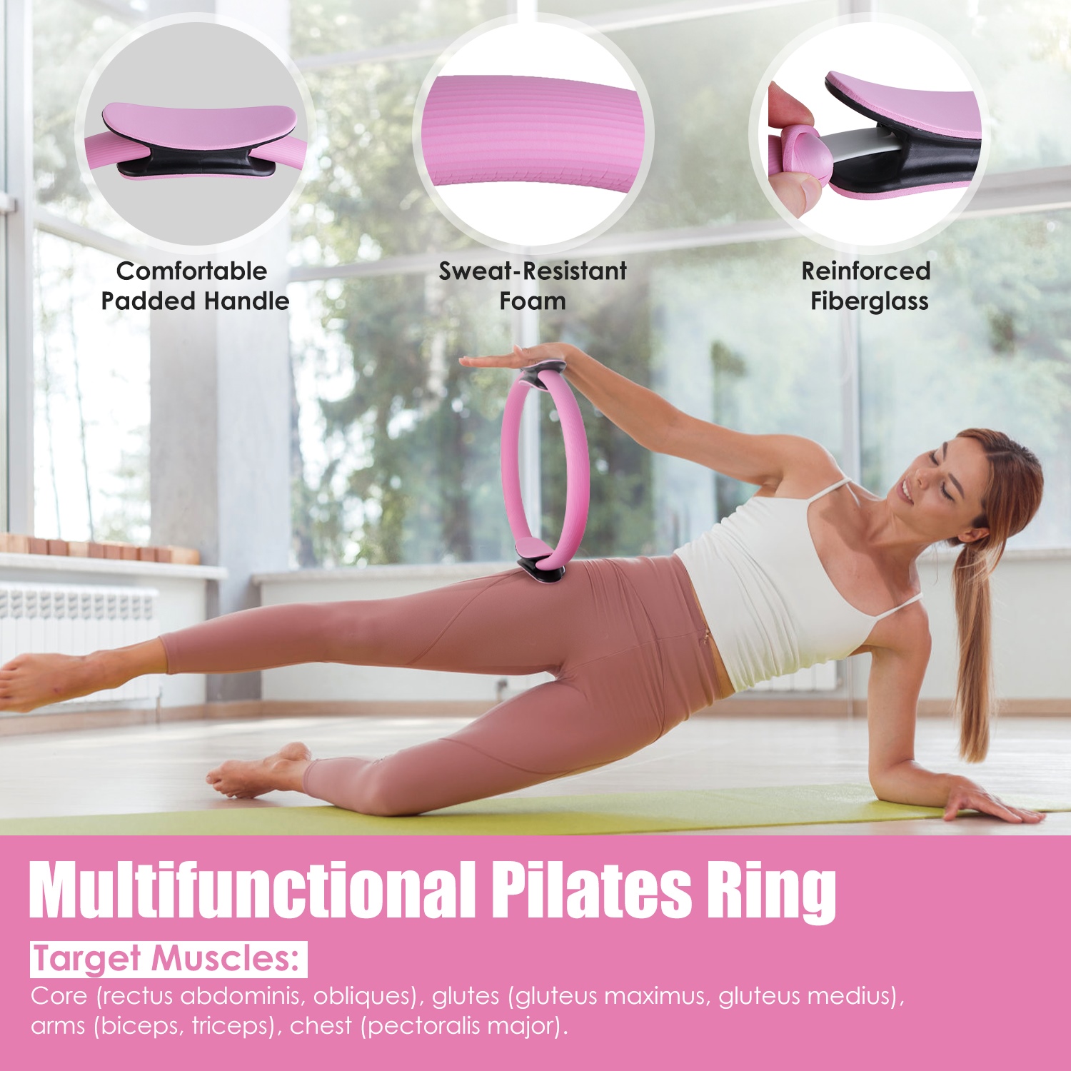 14Pcs Per Set Pilates Ring Kit For Women With Yoga Ball Arm Stretcher 5 Resistant Bands 8 Resistant Band Elastic Band Non-slip Socks Yoga Strap