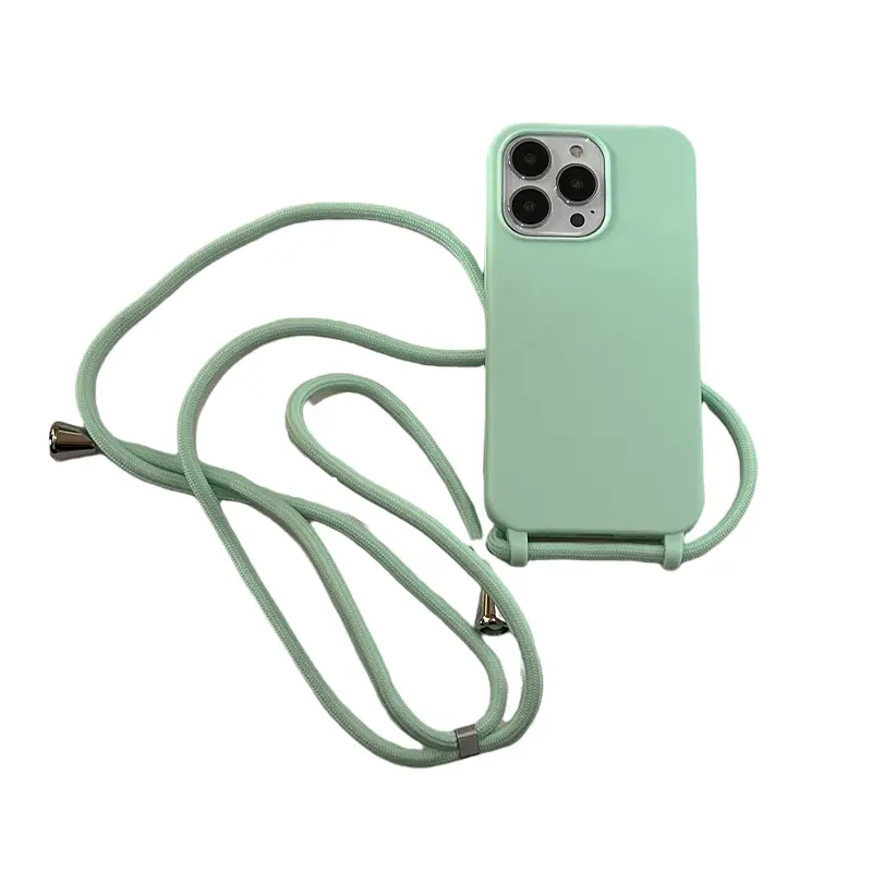 Mint Green Diagonal Strap Lanyard Mobile Phone Case