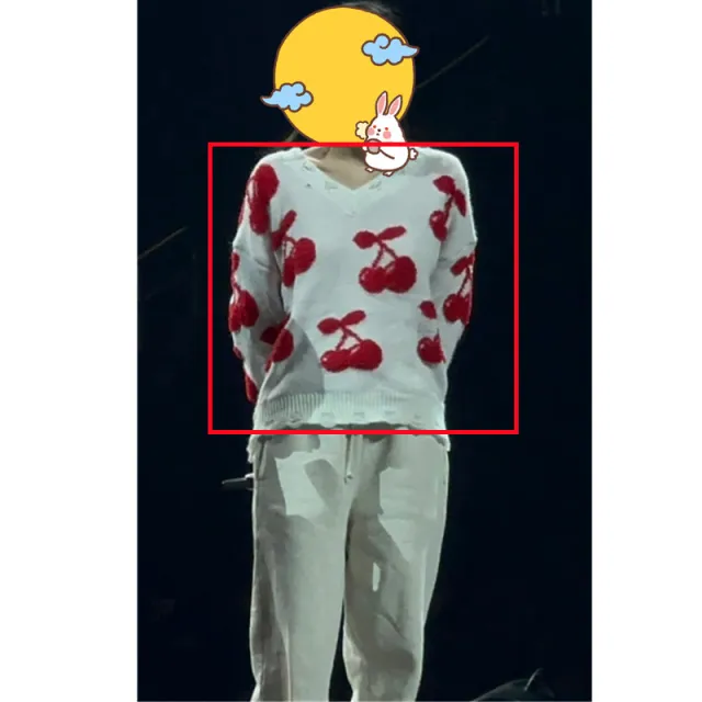 V neck Hole Loose Pullover Cherry Sweater Women Sweater M - Shop at LoveMi