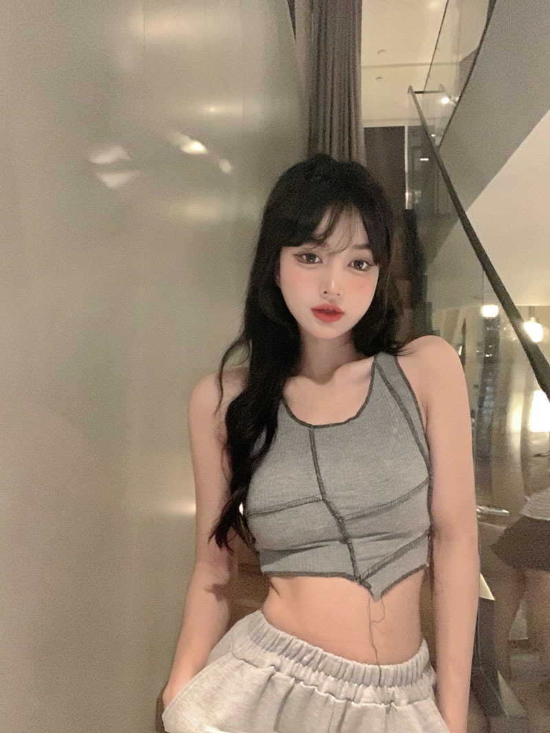 Knitted Camisole Niche Irregular Stitching Short Hot Girl Inner Jacket