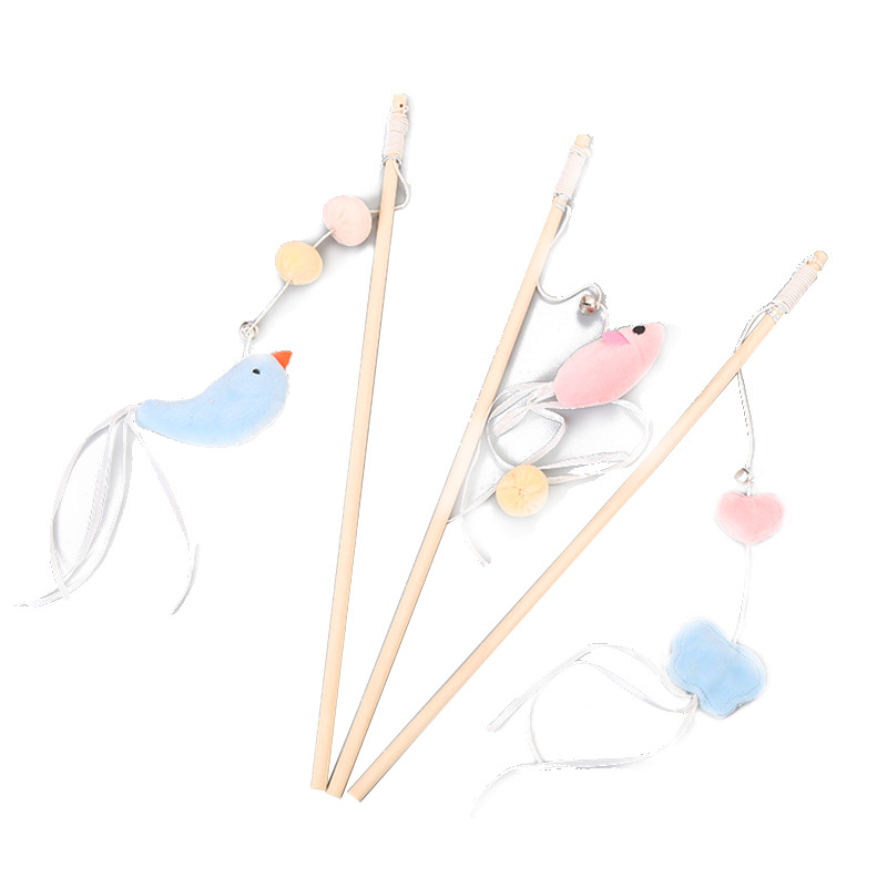 Pole Wooden Pole Funny Cat Stick Flexible For Cat Bell Funny Cat Stick Elastic Rope Woodenfor Cat
