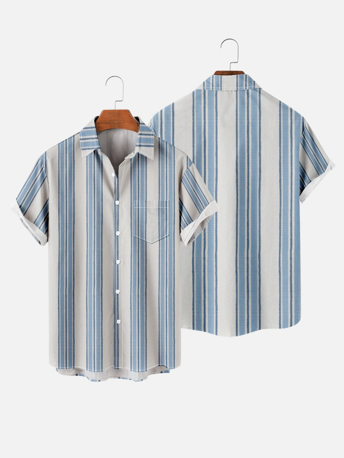 New Striped Element 3D Digital Printing Loose Short-sleeved Shirt
