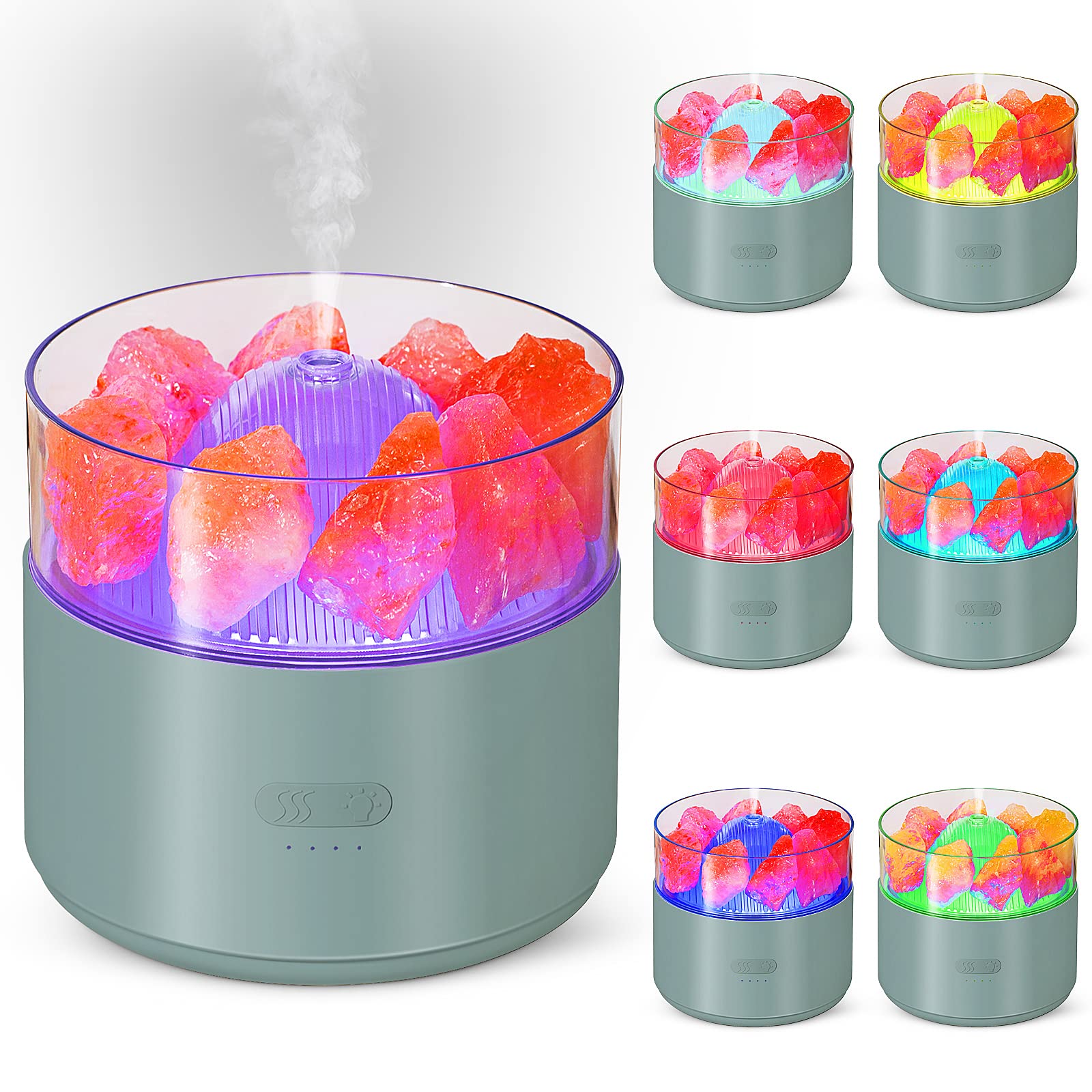Cool-Mist Impeller Air Humidifier Crystal Salt Aroma Diffuser Incense Machine Fogger Essential Oil Lamp Difusor Ambient Light — foto 9