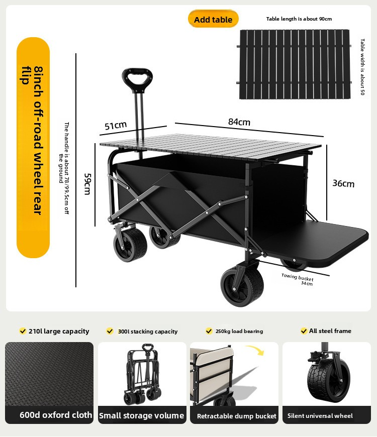 Foldable Travel Trailer Outdoor Camping Wagon For Picnic And Campsite Use 9