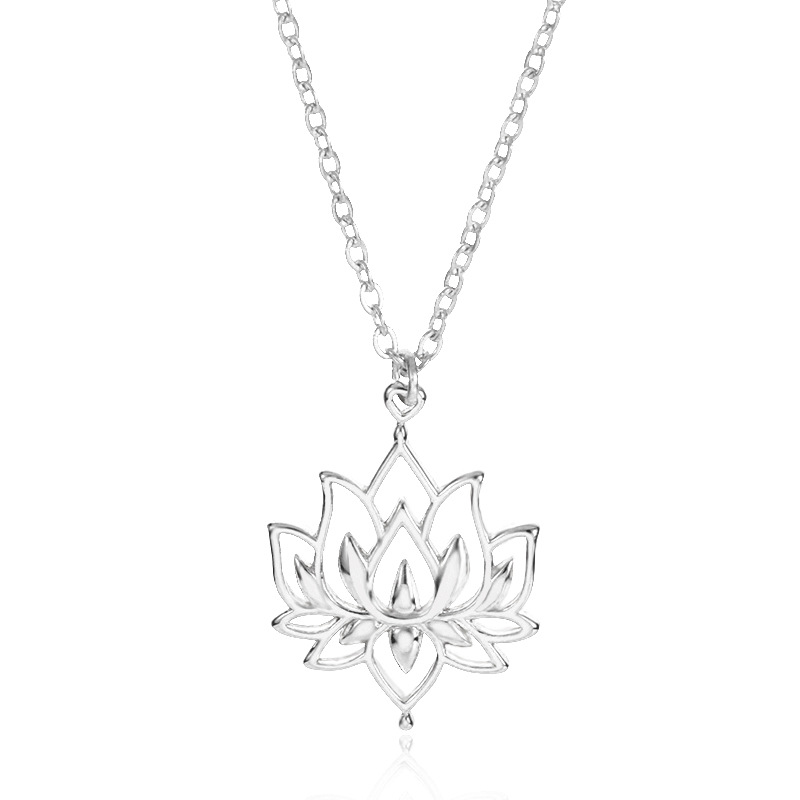 Simple Hollow Lotus Necklace Ladies Necklace Plant Series Summer Accessories Lotus Necklace