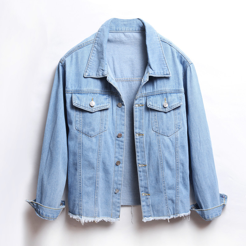Denim Loose Frayed Short Jacket Blue - Shop at LoveMi
