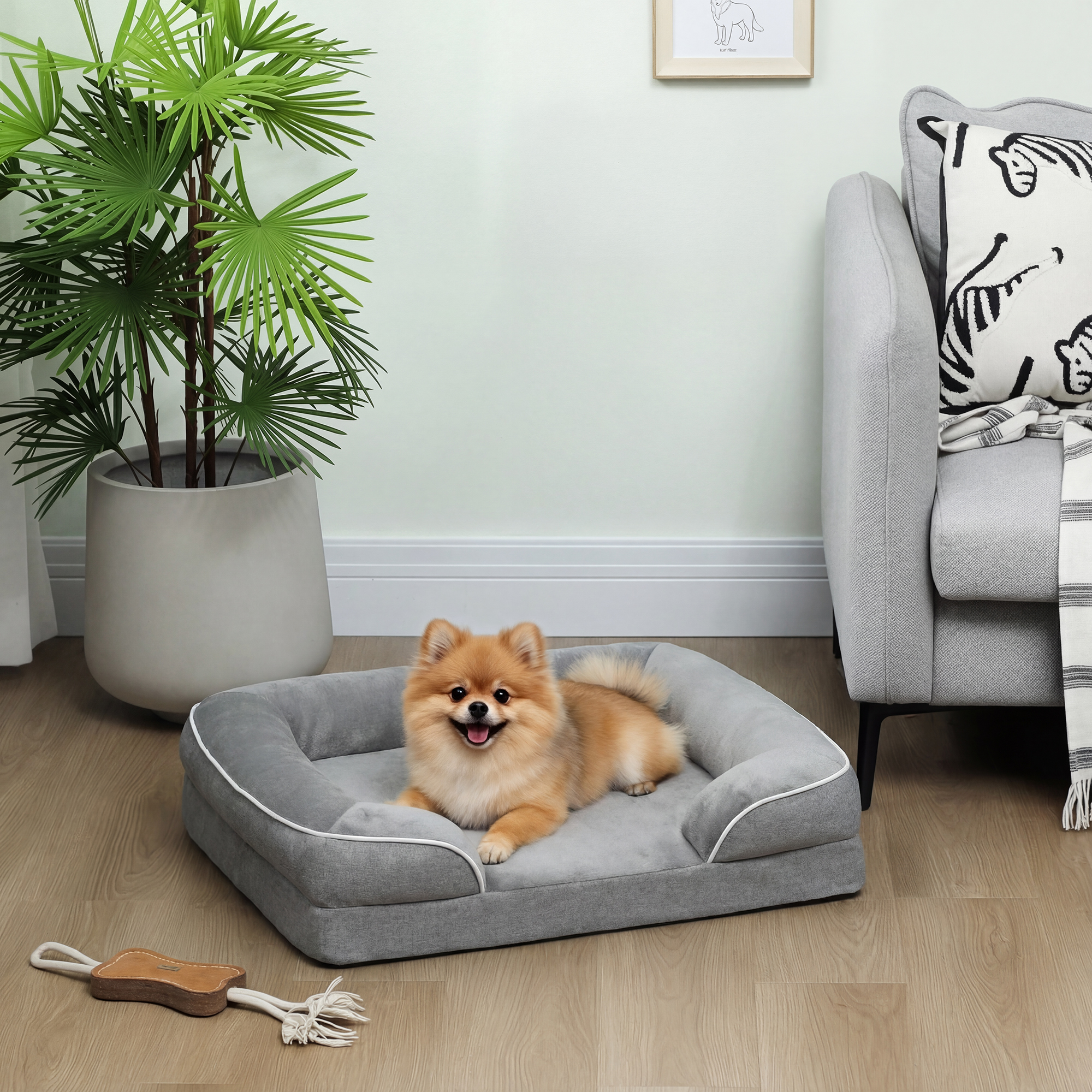 Dog Sofa Bed, Detachable Machine Wash Pet With Non Slip Bottom, Suitable
