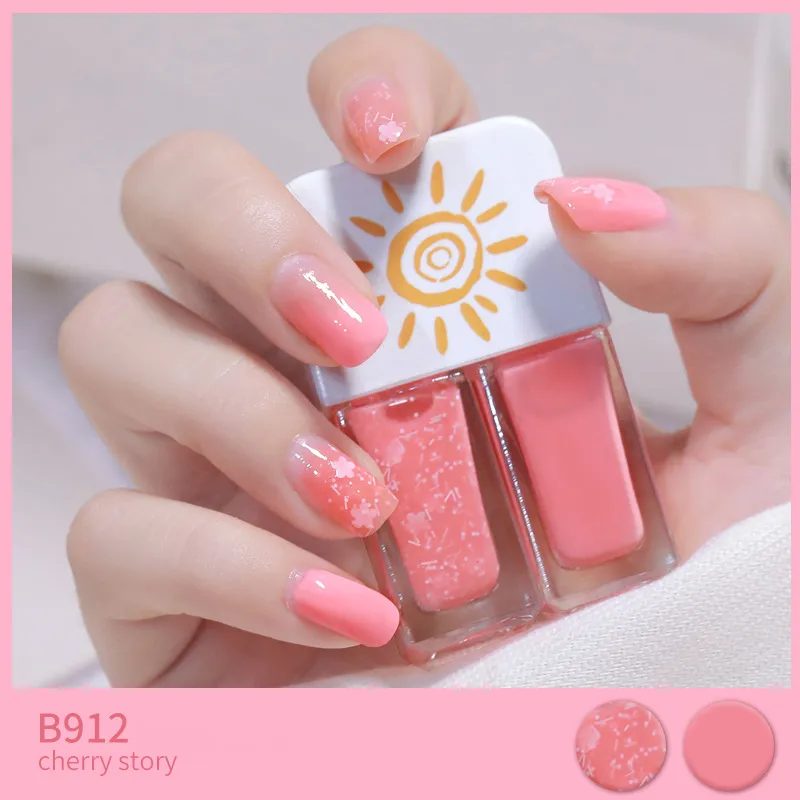 Two-tone Nail Polish New Autumn And Winter Free Baking Explosion Type Water-based Twin Set - B912