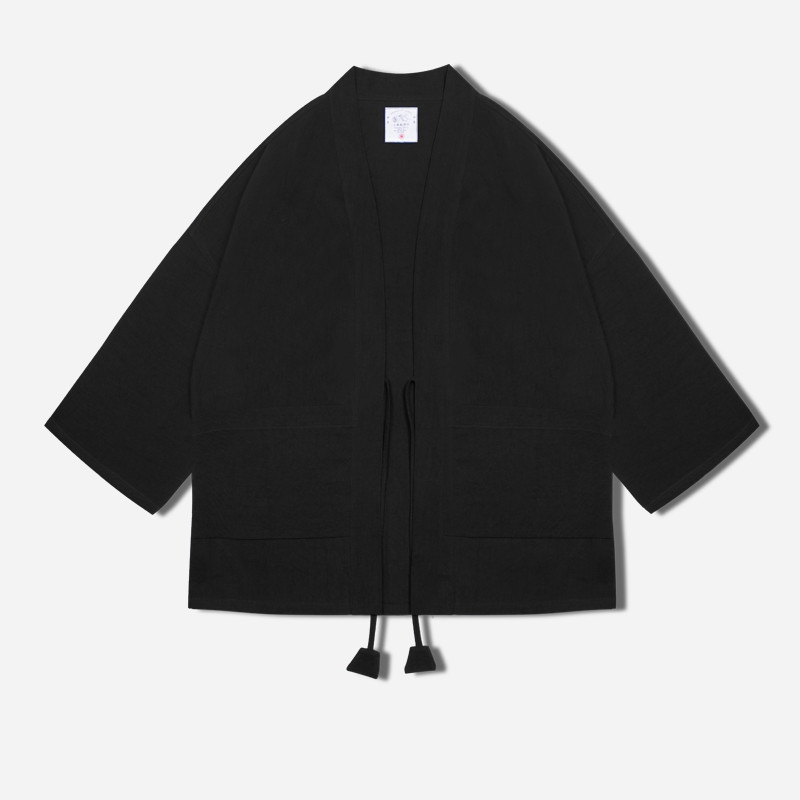 Japanese Retro Style Home Men's Cotton And Linen Cardigan