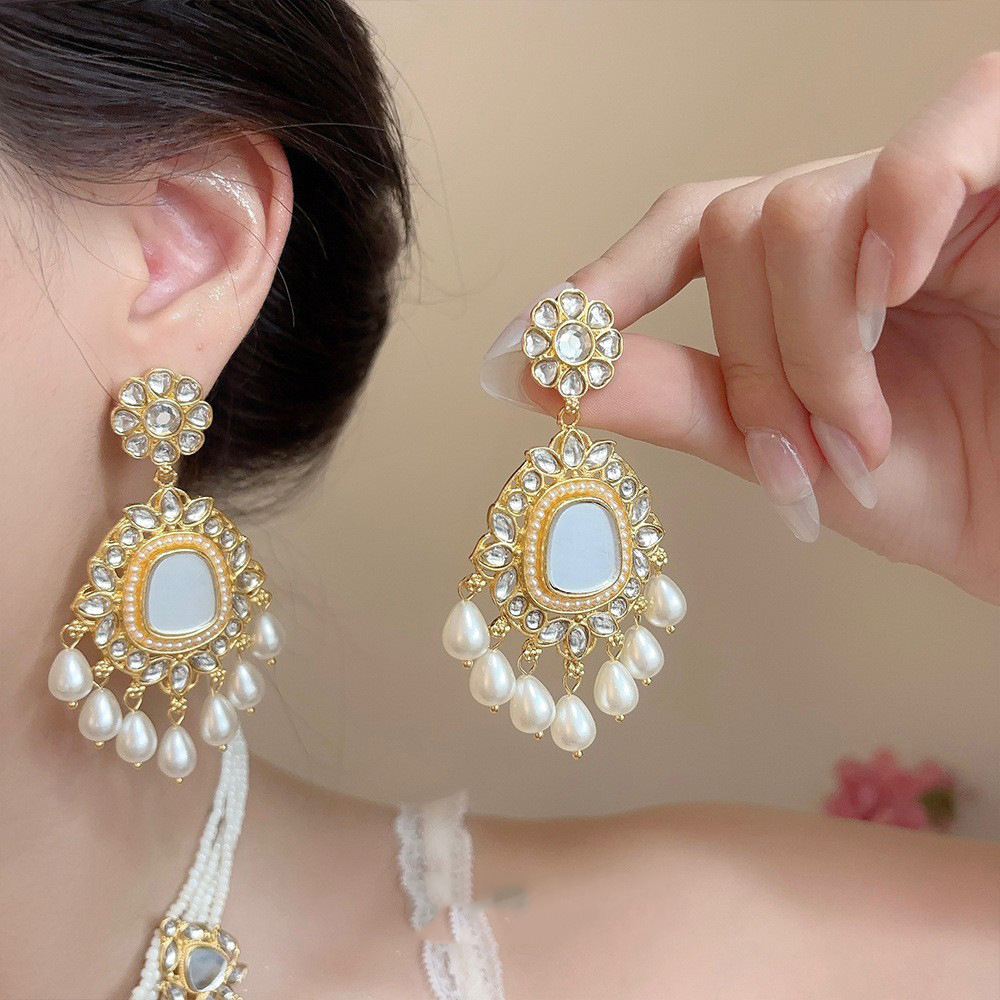 New Heavy Industry High End Flower Tassel Necklace Earrings