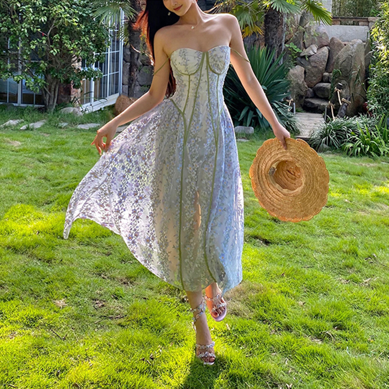 Lace Embroidered Pure Desire Elegant Floral Slip Dress — image 1
