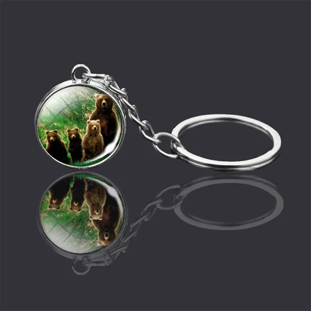 Animal Double Sided Glass Ball Keychain Ornament Bear - Shop at LoveMi
