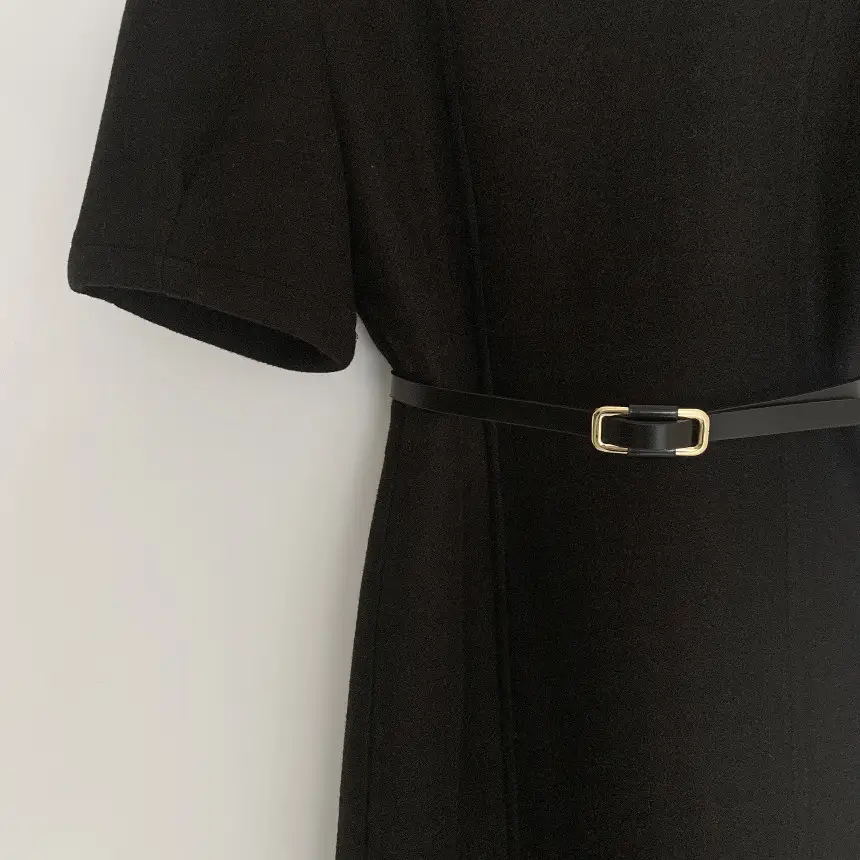 Women's Fashionable French Style Retro Crew Neck Waist Dress