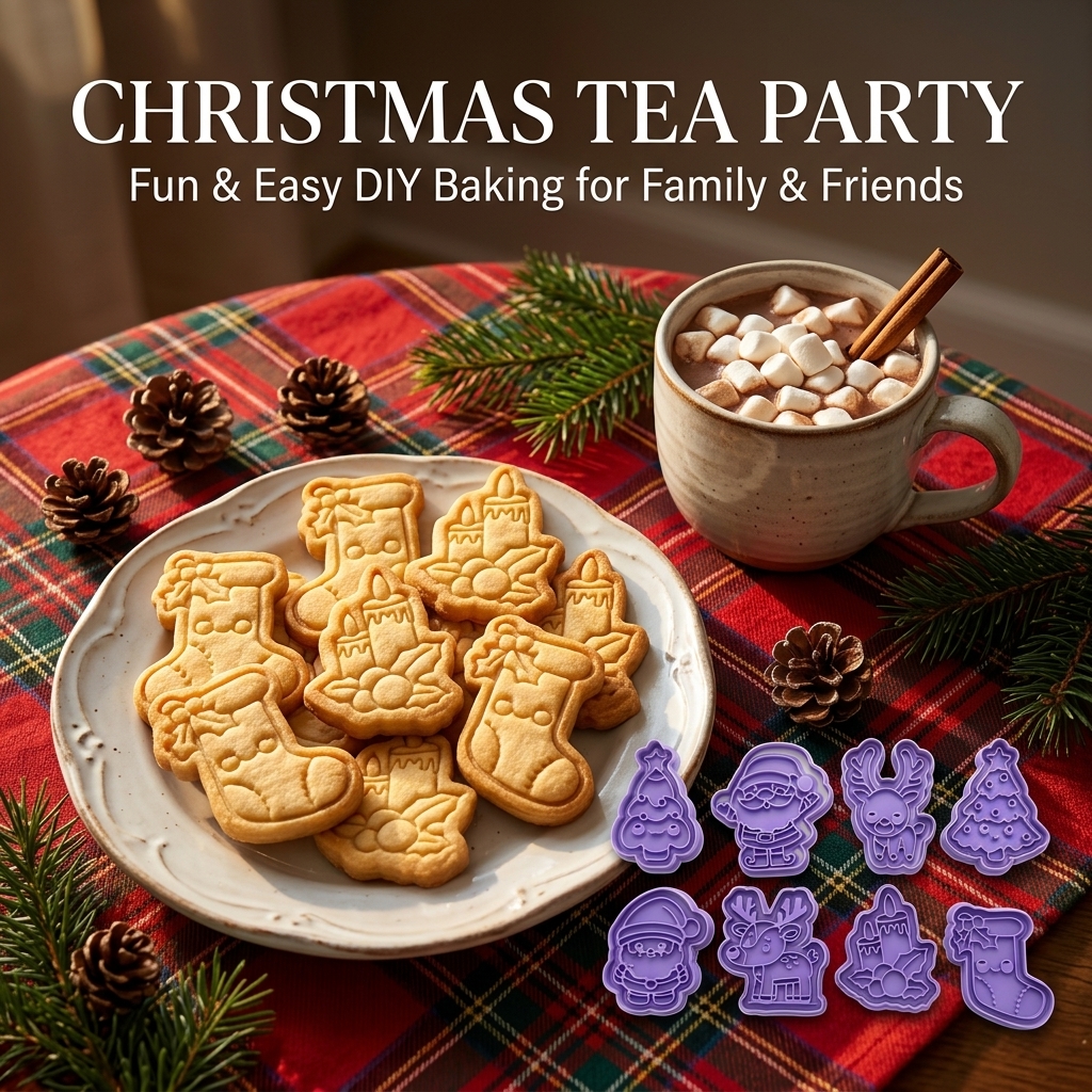 Christmas Cookie Cutters, 8-Piece 3D Printed Holiday Cookie Stamp Set, Christmas Baking Molds For Cookies, Fondant & Crafts