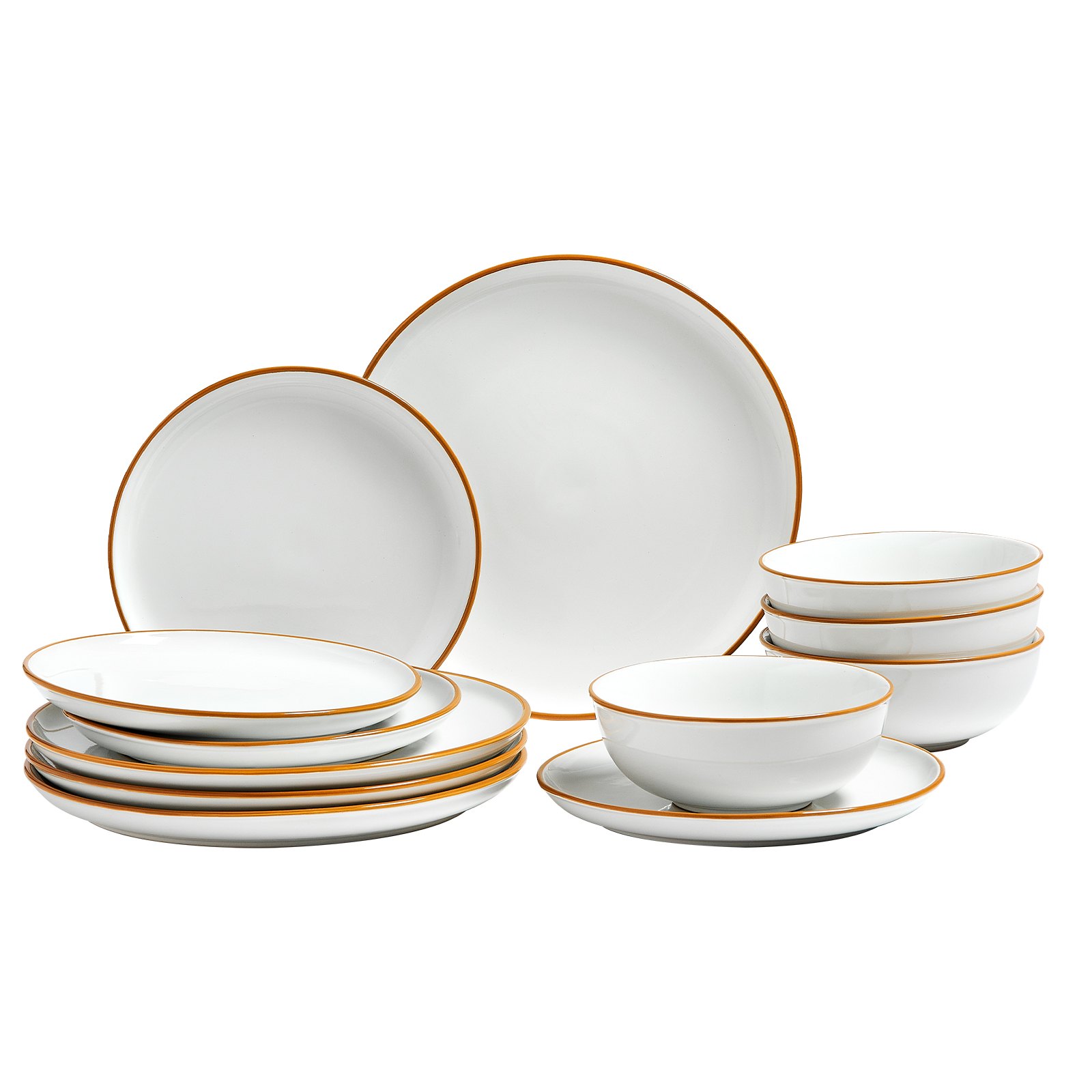 Service de vaisselle 12 pièces, assiettes et bols en céramique – Image 3