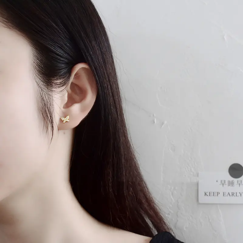 S925 Sterling Silver Butterfly Earrings Korean Edition