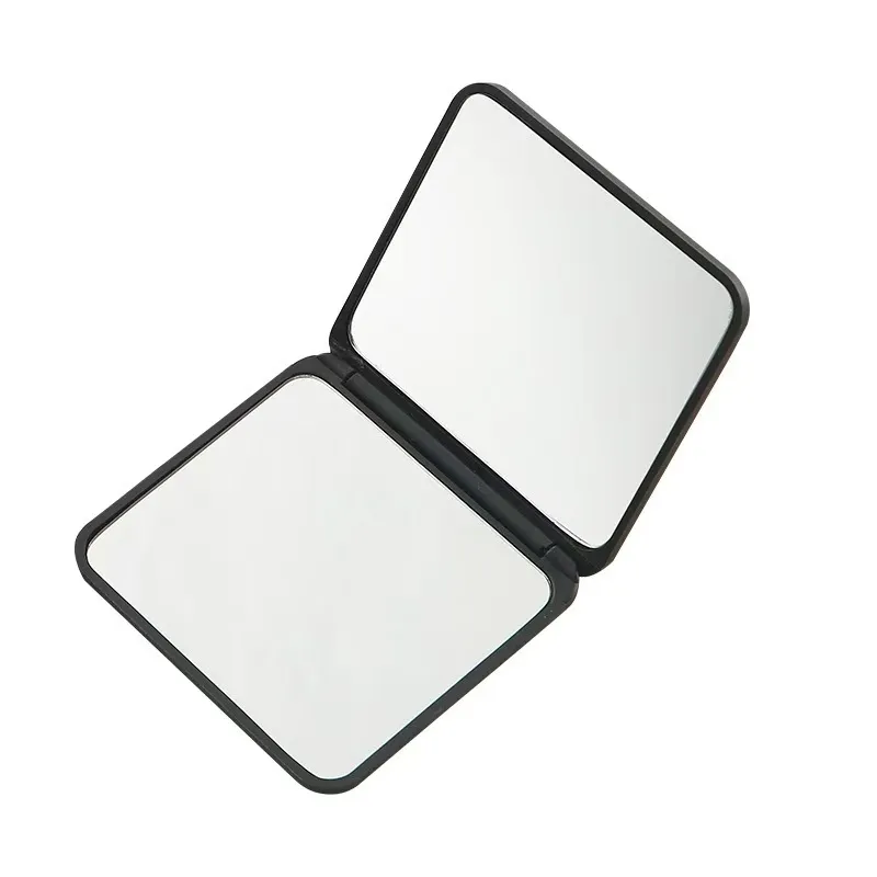 Black Compact Mirror, Hot Stamping Folding Mirror, Mini Portable Cosmetic Mirror, Student Pocket Double-sided DIY Makeup Mirror