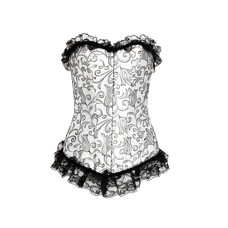 Sexy Black Lace Silver Embroidered Bouquet Bodice Silver Grey - Shop at LoveMi