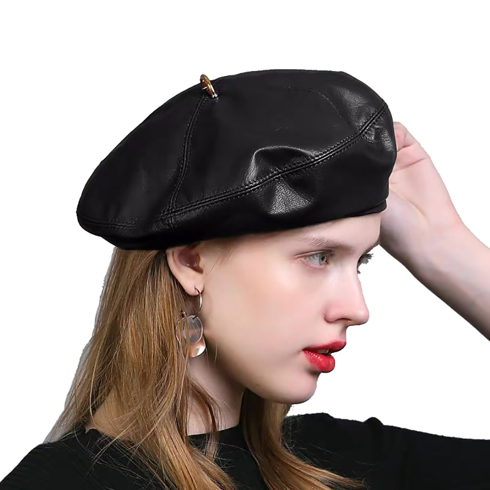 Title 1, Béret en cuir pour femme, chapeau de peintre ci...