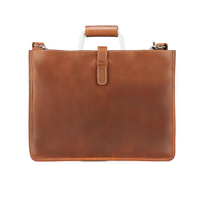 Simple Briefcase British Women's Handmade Retro - Brown