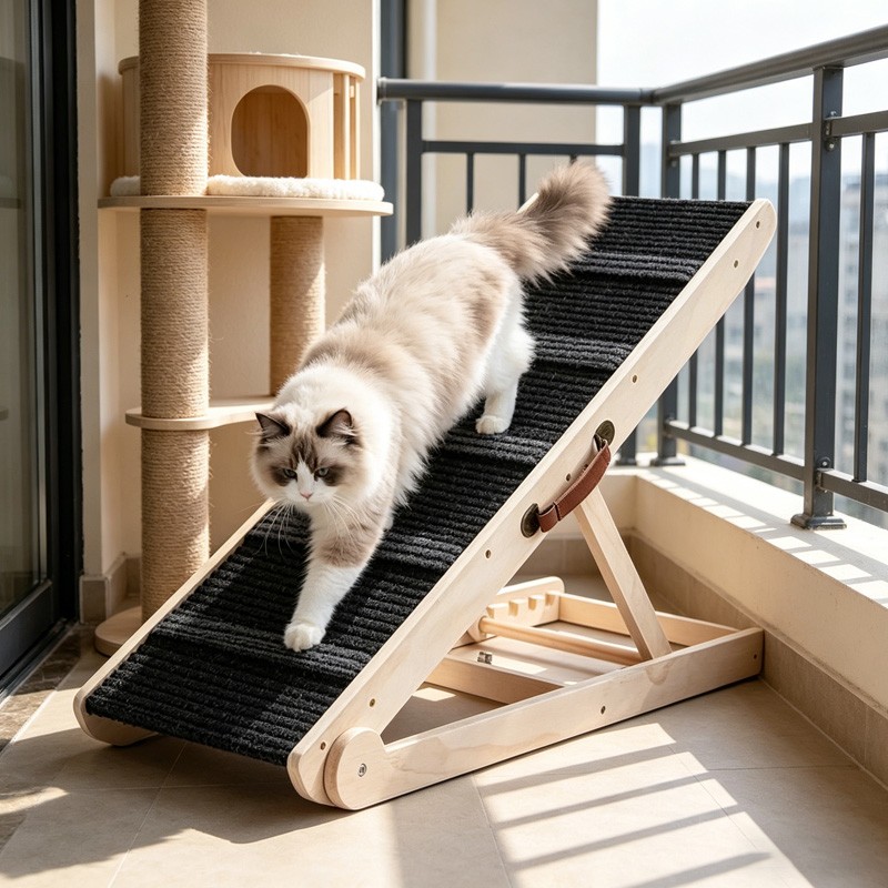Adjustable 6 Heights Dog Pet Ramp Foldable Stairs Non-Slip For Car Bed Sofa