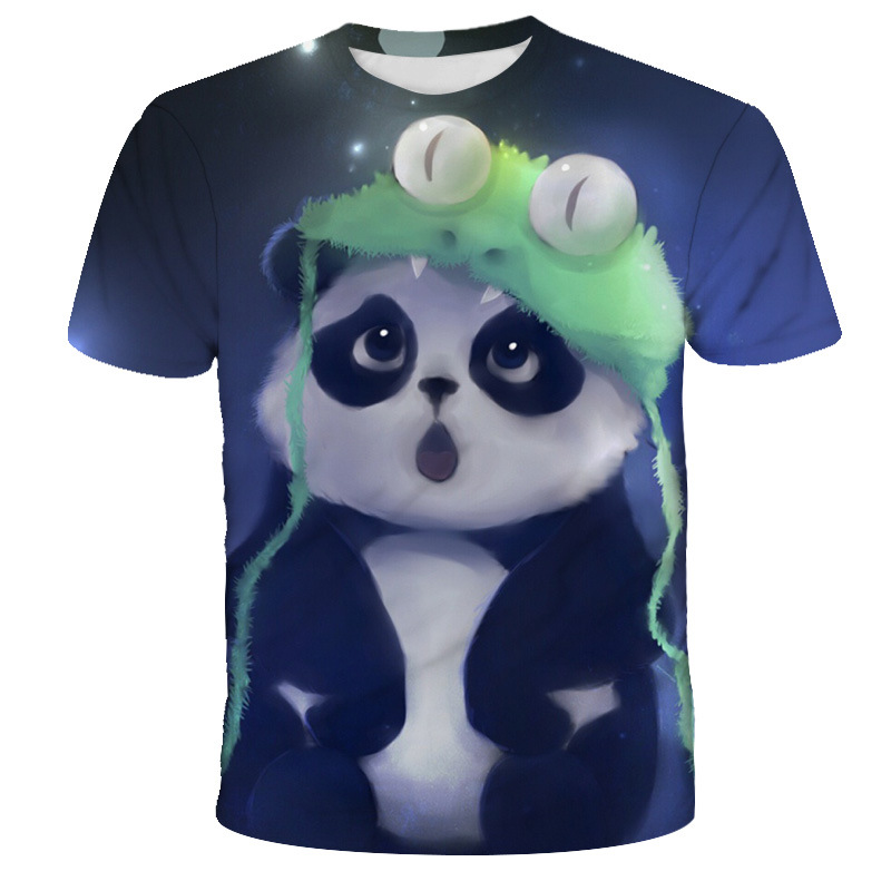 Title 2, T-shirt estivo da uomo con stampa 3D panda cart...