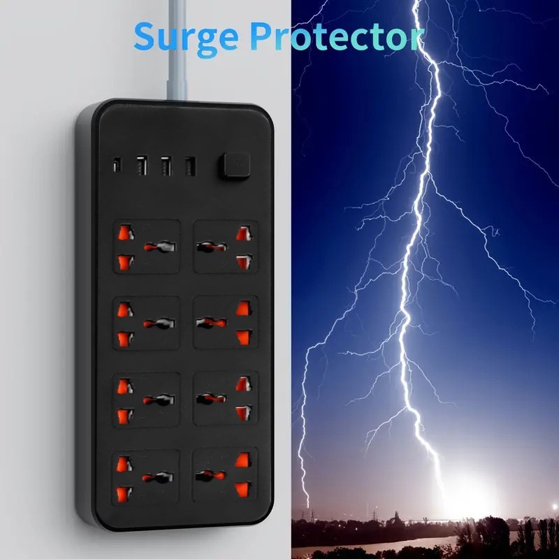 Extension Lead Cable Electric Mains Power 8 Gang 3 USB 1 Type-C Port Plug Socket 2