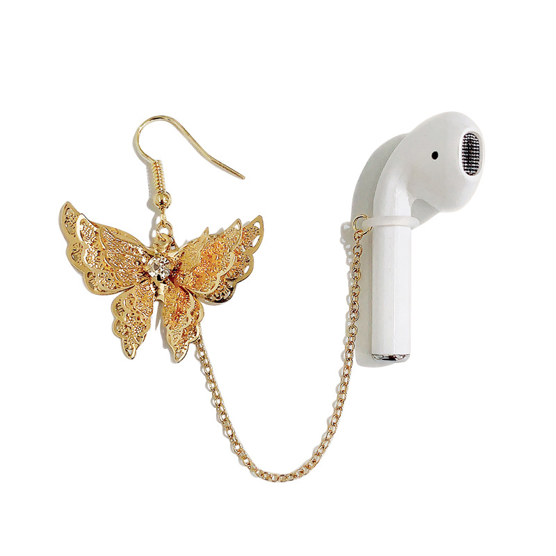 Creative Women's Fashion Gold Butterfly Wireless Bluetooth Headphones Anti-lost Cord
