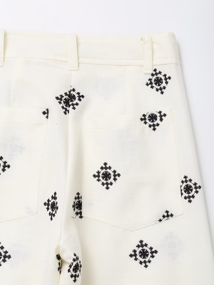 Title 3, Ladies New Embroidery Loose Straight Trousers —...