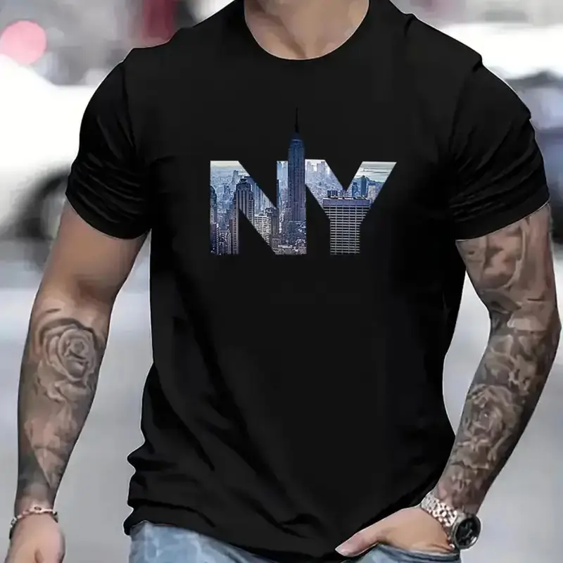 Men's printed short-sleeved T-shirt