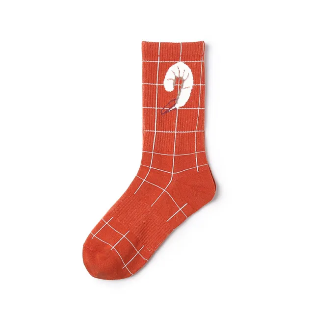 Medium Tube Cartoon Pattern Women's Cotton Socks Orange - Shop at LoveMi
