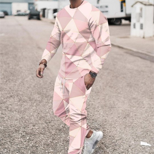 3d Digital Printing Crew Neck Sweater Sports Trousers Suit