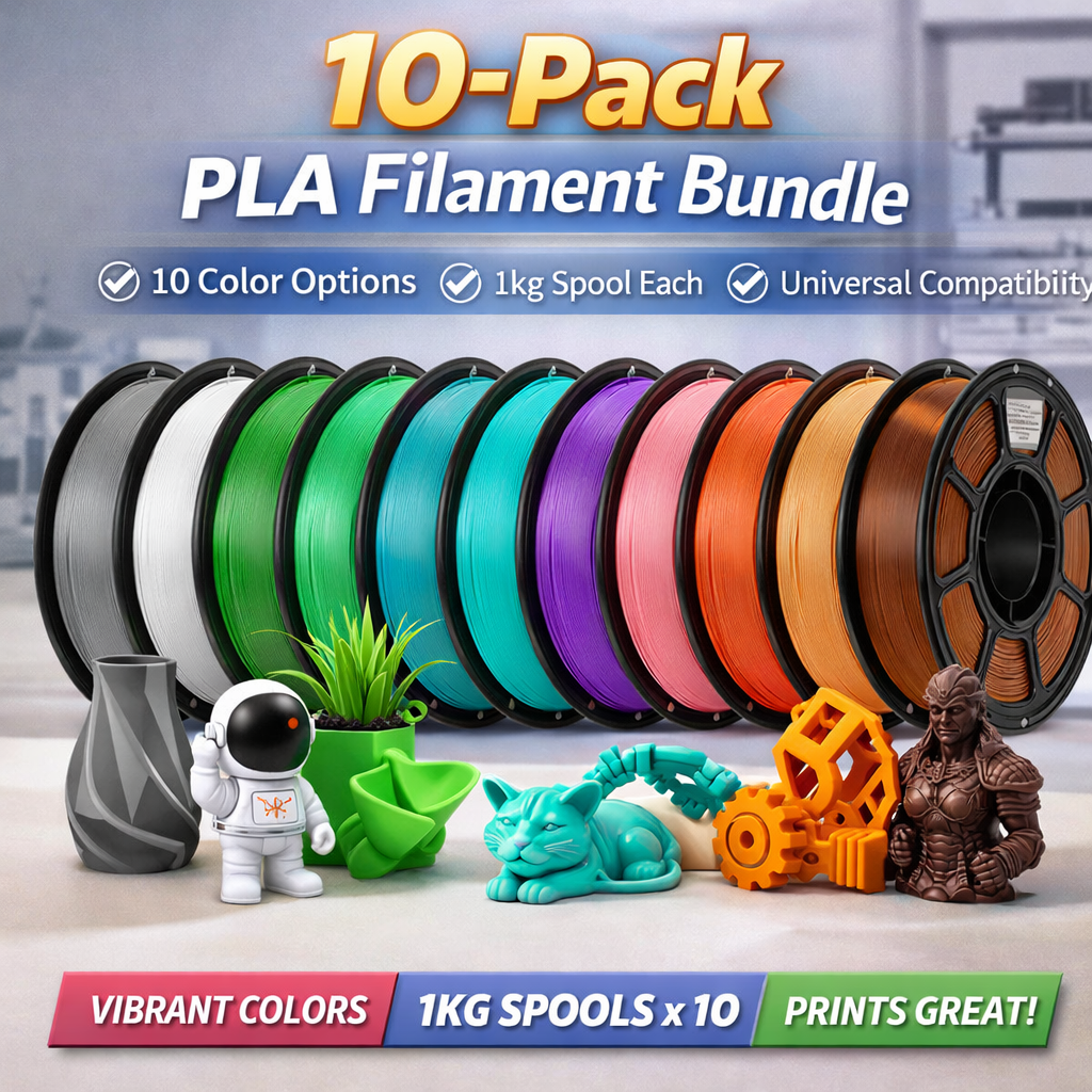 PLA Filament 10 Pack Set, 1.75mm Multicolor Assorted 3D Printer Filament, Smooth And Easy Printing Material For DIY Crafts, Models, Prototyping, Art Design
