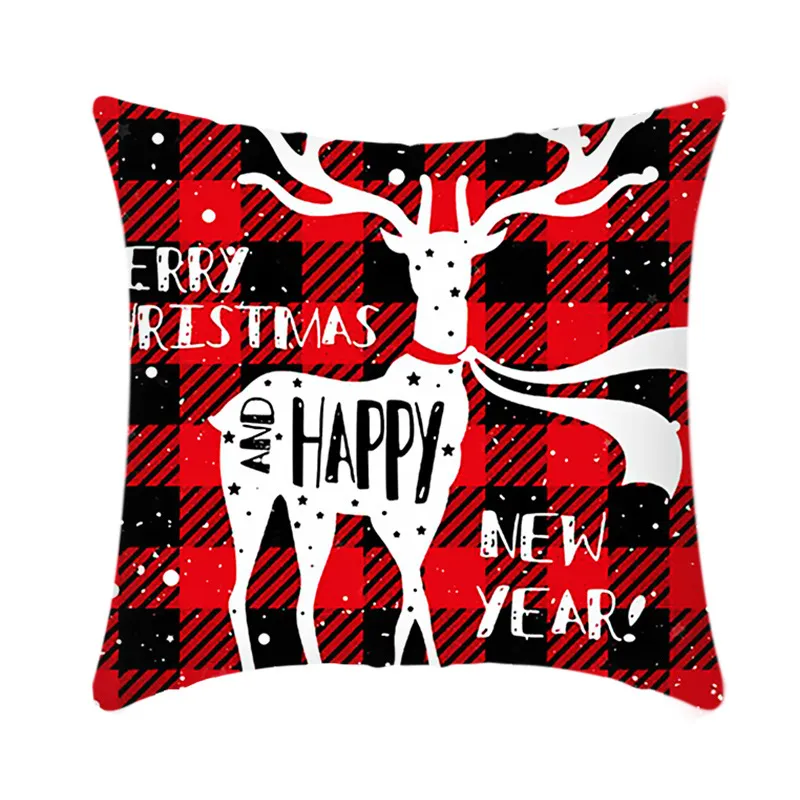 Merry Christmas Cushion Cover 45cm Elk Santa Claus Short Plush Sofa Pillow Cover Home Decor Pillowcase Christmas Decoration – image 5