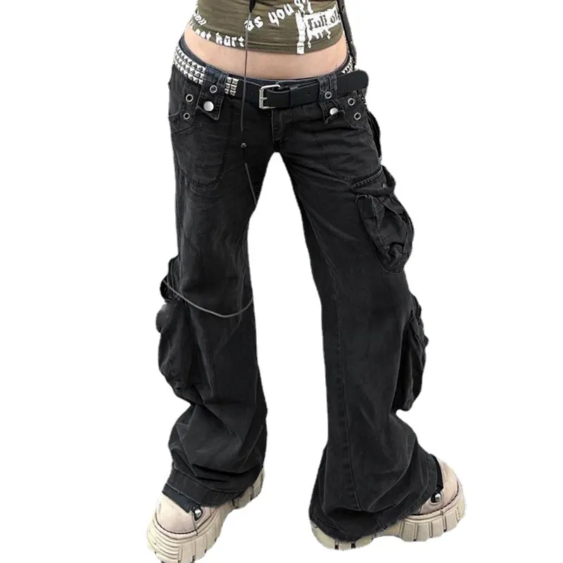 Three Dimensional Pocket Splicing Overalls - Black