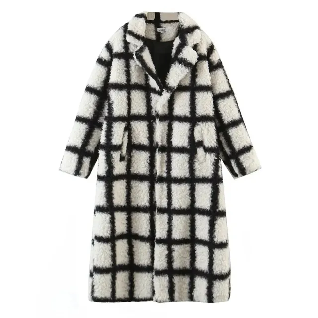 Polo Loose Coat Fashionable Plaid Black - Shop at LoveMi