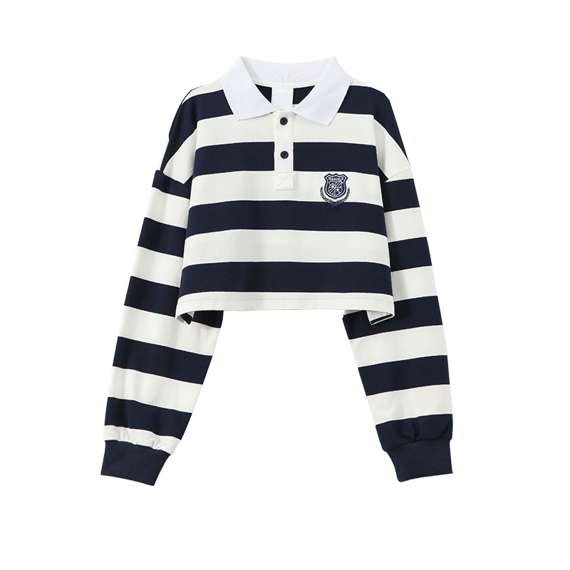 Title 7, Short Embroidered Badge Small Striped Long Sleeve