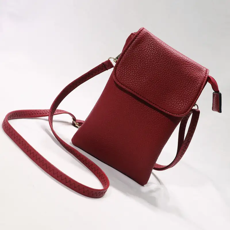 New Style Soft Leather Zipper Mobile Phone Bag For Women