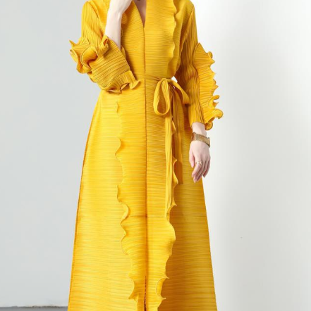 Pleated Petal-Sleeve Maxi Dress, picture 6 of 11
