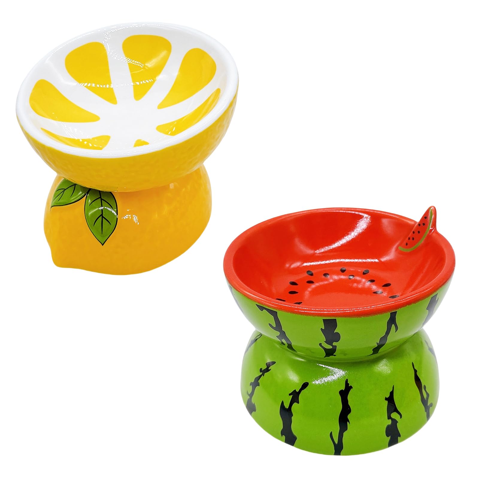 1CS Boluri ceramice pentru pisici crescute Set de vase pentru mâncare și apă pentru pisici 5.2in Vărsături Anti-Vărsături Mâncare lentă pentru pisici, Mușchi