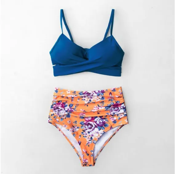 Ladies Heart Collar High Waist Two Piece Swimsuit H L - Shop at LoveMi