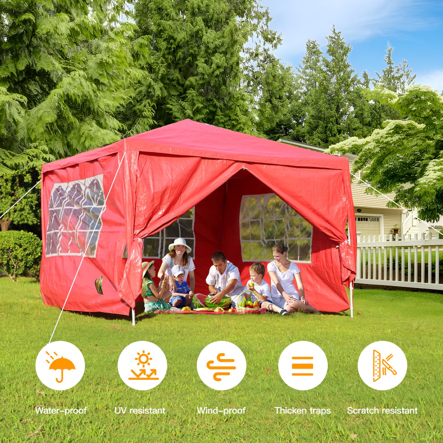 Outdoor Event Gazebo Tent, 3x3M Waterproof Party Marquee With 4 Side — image 11