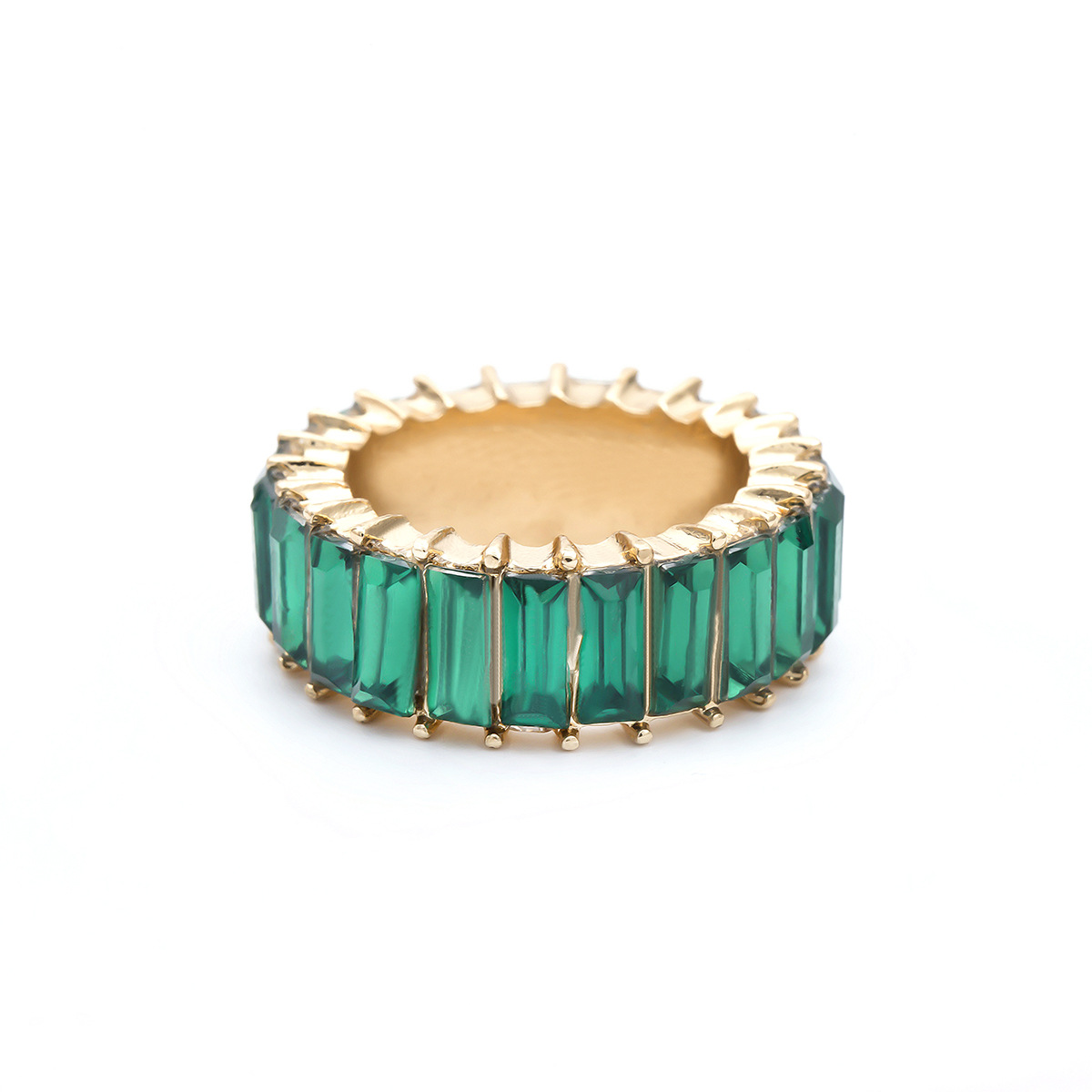 خاتم مربع بسيط من الأكريليك والزركون بتصميم هندسي