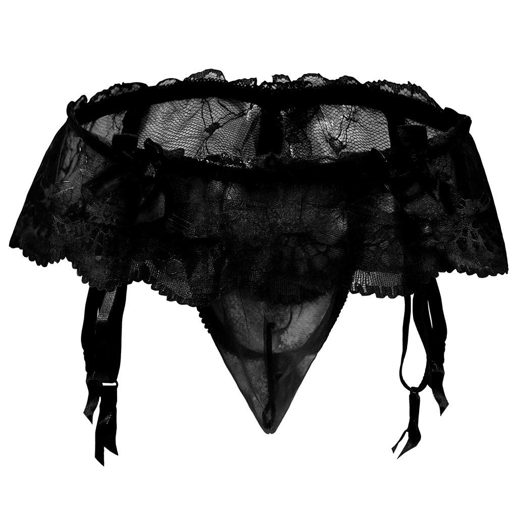 Men's Lace Semi Transparent Hip Lifting Garter Underwear