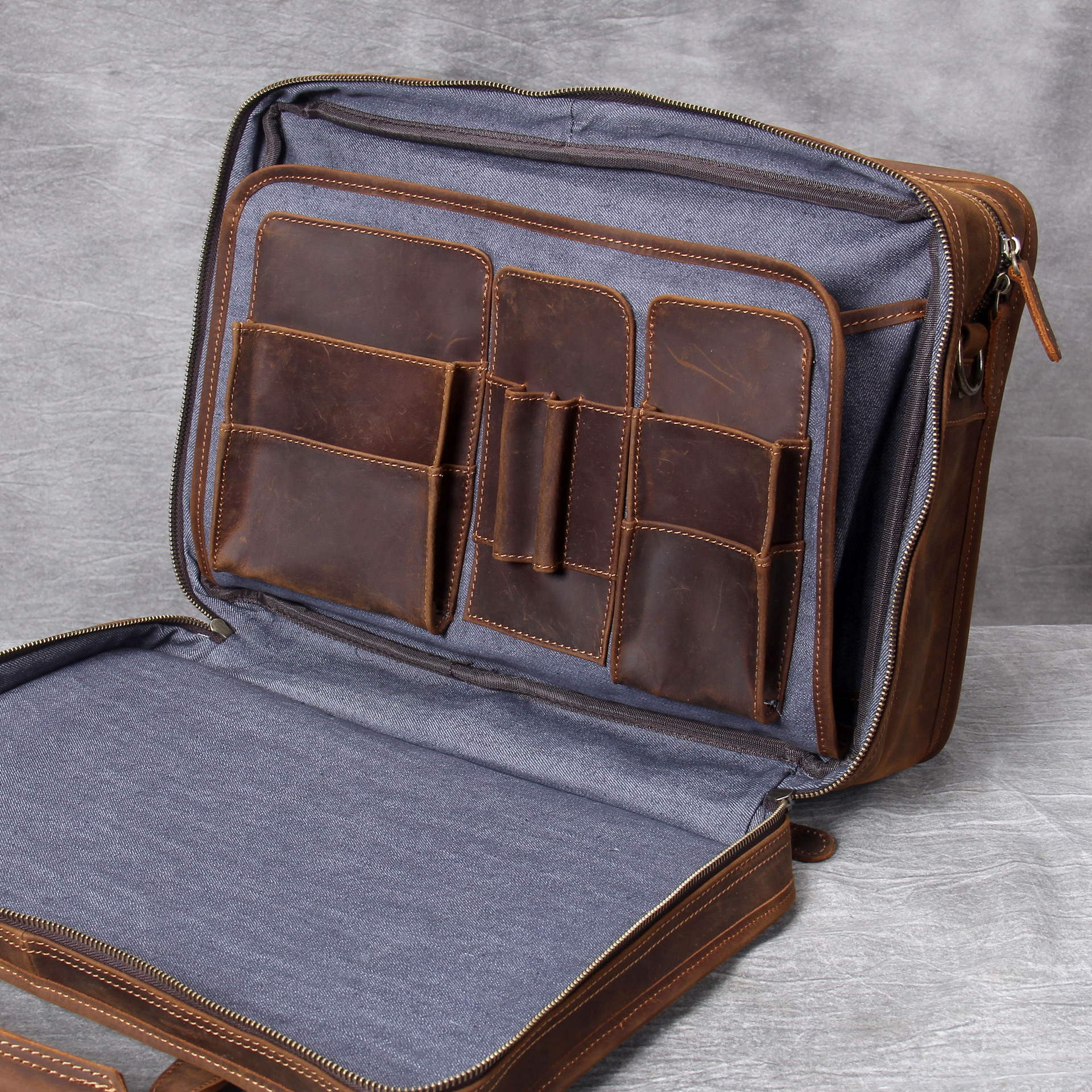 Men's Handmade Leather Laptop Bag Luggage — foto 8